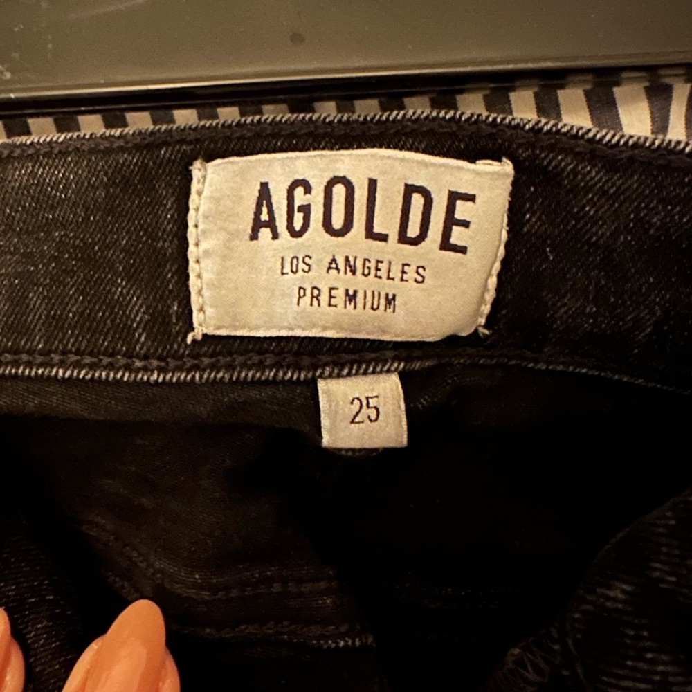 AGOLDE skinny high rise jeans, size 25, color black